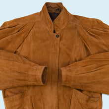 Lade das Bild in den Galerie-Viewer, Lederjacke 80er mit Schulterpolster, braun, M/L Damen
