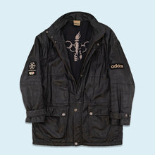Lade das Bild in den Galerie-Viewer, Adidas Mantel &quot;Olympia St. Moritz 1948&quot; echtes Leder Made in Turkey 80er/90er, schwarz, XL
