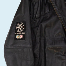 Lade das Bild in den Galerie-Viewer, Adidas Mantel &quot;Olympia St. Moritz 1948&quot; echtes Leder Made in Turkey 80er/90er, schwarz, XL
