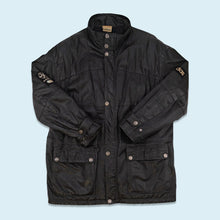 Lade das Bild in den Galerie-Viewer, Adidas Mantel &quot;Olympia St. Moritz 1948&quot; echtes Leder Made in Turkey 80er/90er, schwarz, XL

