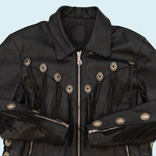 Lade das Bild in den Galerie-Viewer, Hein Gericke Jacke mit Schulterpolstern und Fransen 90er 100% Leder, schwarz, L
