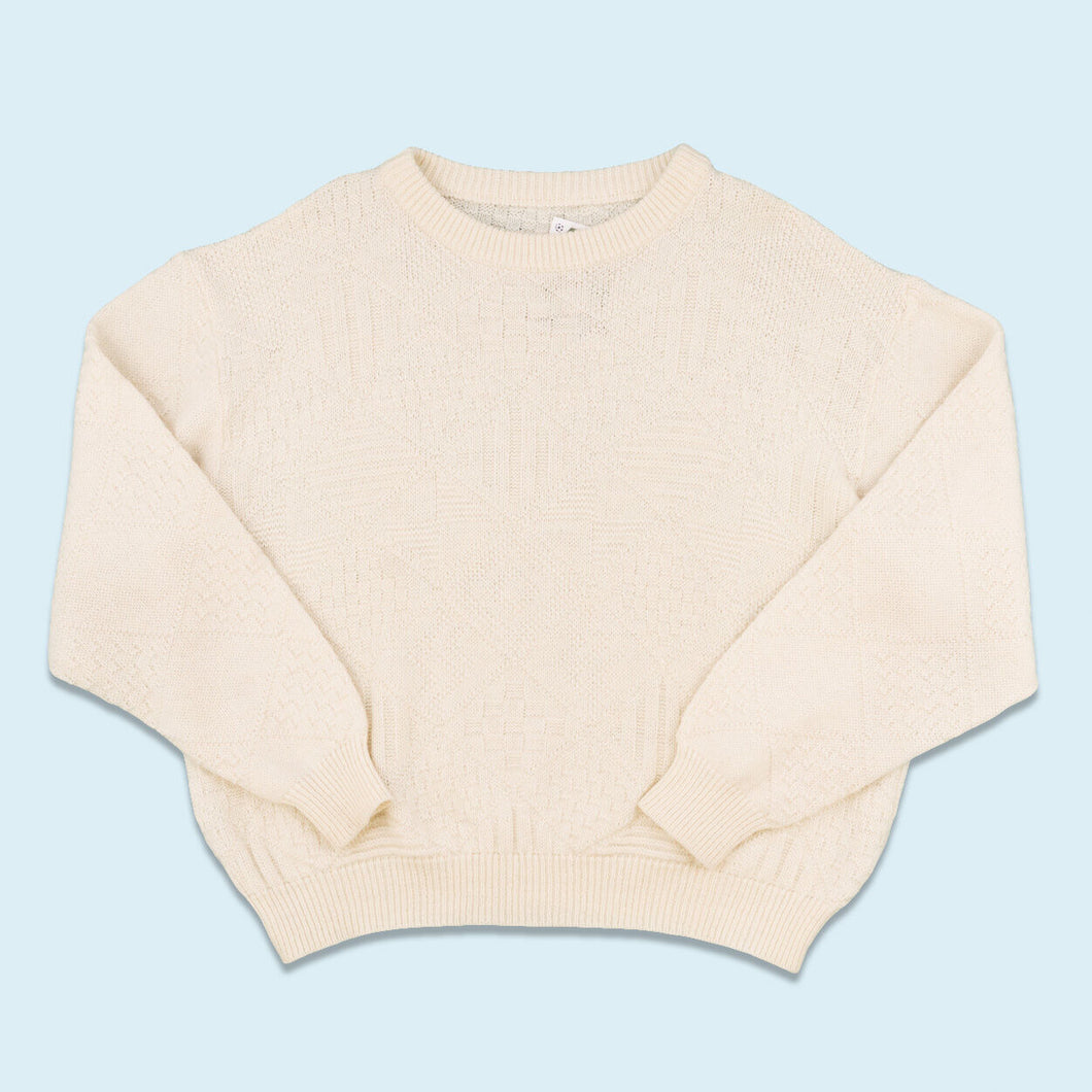 Strickpullover 80er/90er made in Italy, weiß/beige, M/L breit