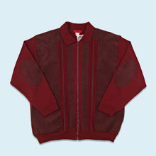 Lade das Bild in den Galerie-Viewer, Tabaroni Jacke dünn &quot;Strick &amp; Leder&quot; Made in Italy, rot, XL
