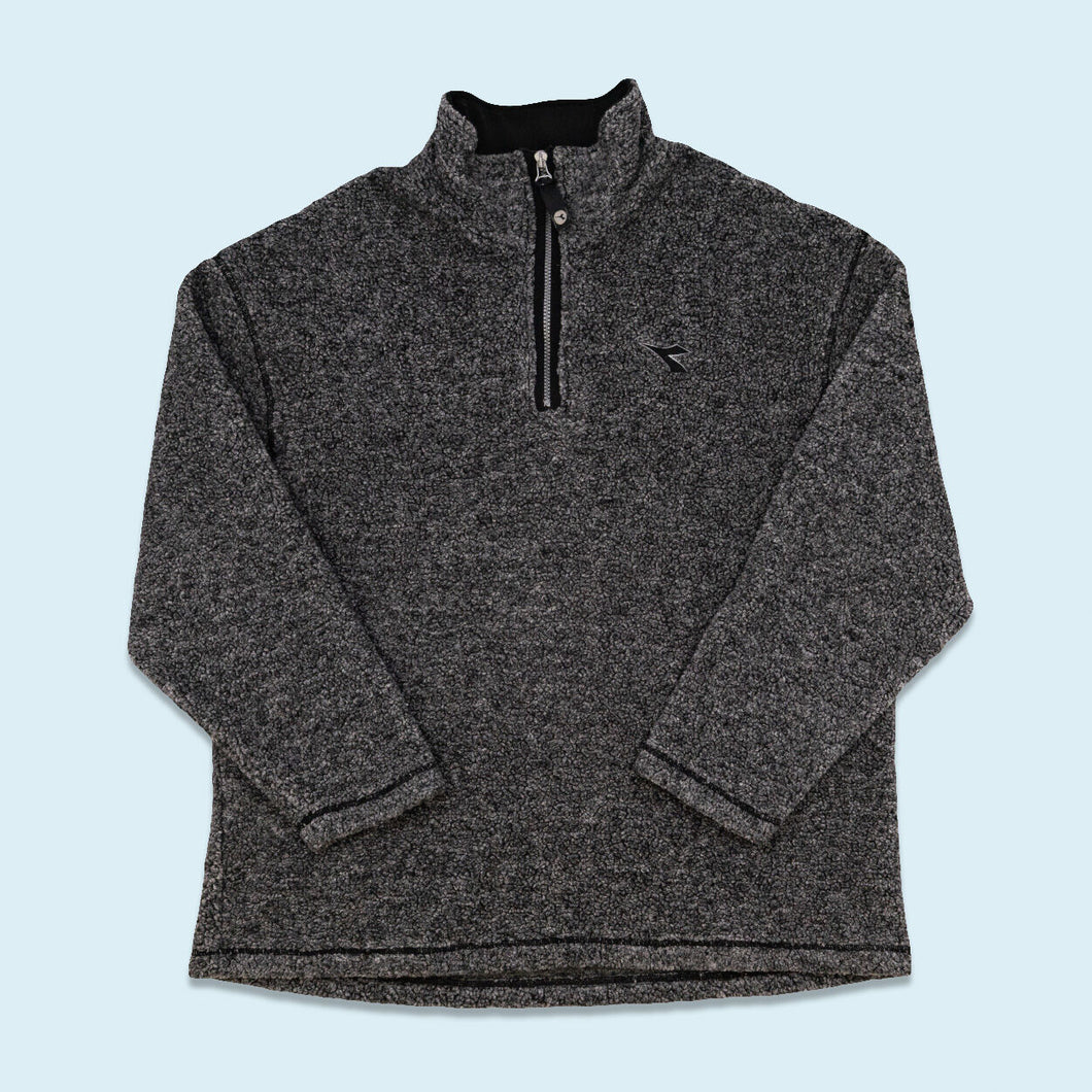Diadora Quarter Zip Fleece 90er Made in Italy, grau, XL