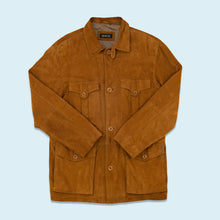 Lade das Bild in den Galerie-Viewer, Montes Jacke lang &quot;echtes Leder mit Schulterpolstern&quot; 90er, braun, L

