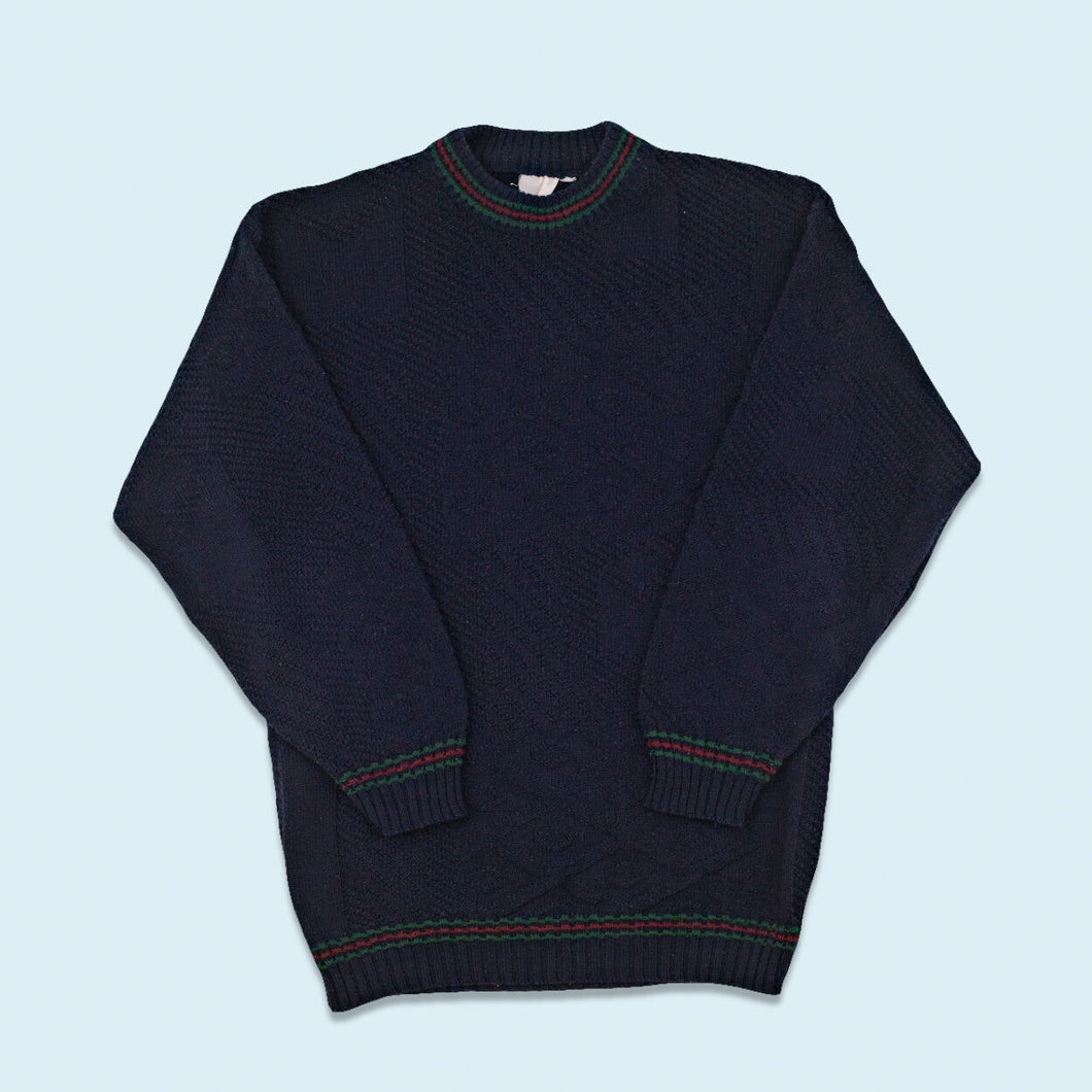 Strickpullover 90er, blau, L