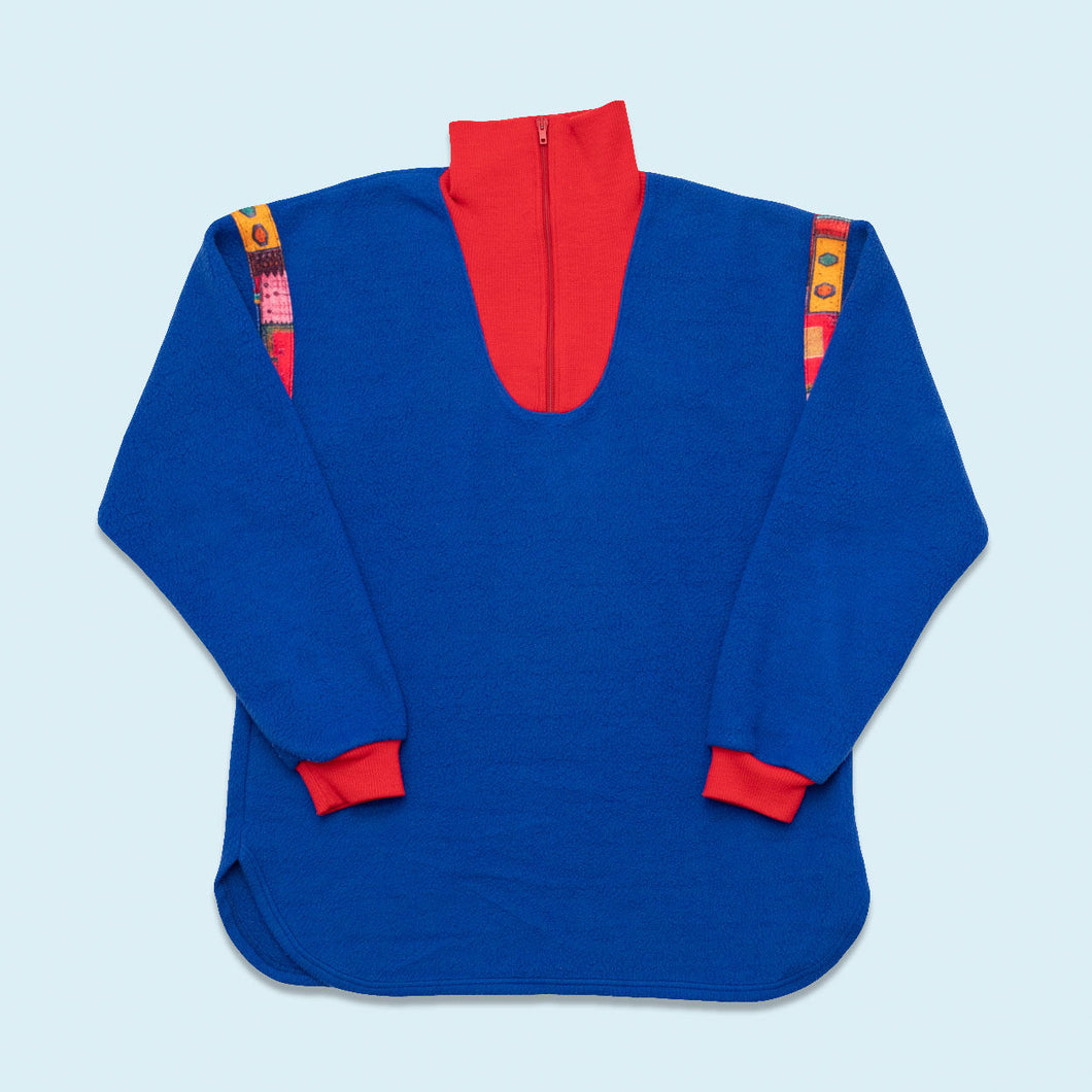 Quarter Zip Fleece 90er, blau, M/L