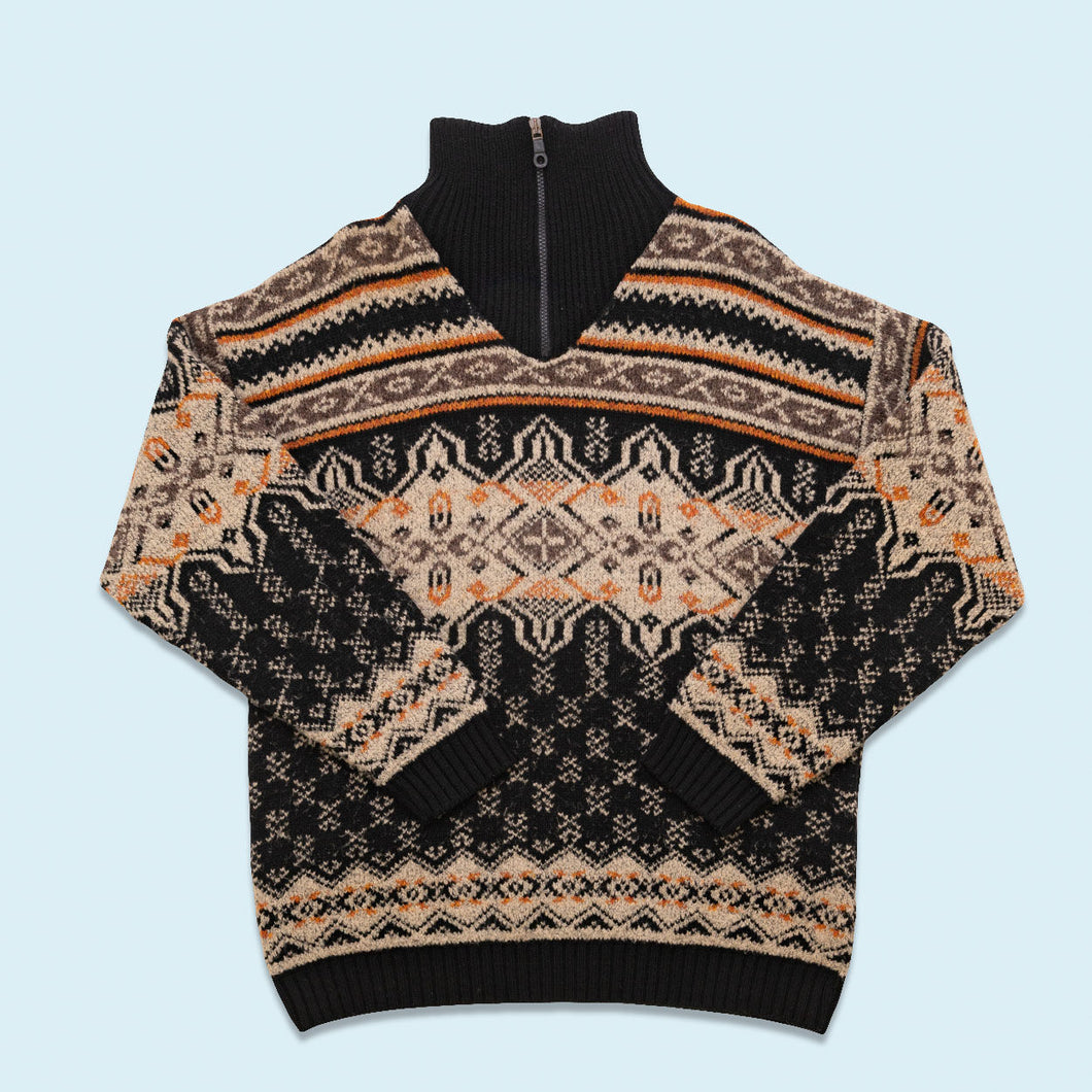 Aquilla Quarter Zip Strickpullover Made in Italy, braun, XL/XXL schmal