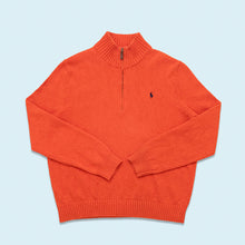 Lade das Bild in den Galerie-Viewer, Polo Ralph Lauren Quarter Zip Strickpullover, orange, L

