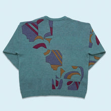 Lade das Bild in den Galerie-Viewer, Fairbanks Strickpullover &quot;crazy pattern&quot; 90er, blau, L/XL
