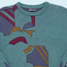 Lade das Bild in den Galerie-Viewer, Fairbanks Strickpullover &quot;crazy pattern&quot; 90er, blau, L/XL
