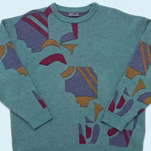 Lade das Bild in den Galerie-Viewer, Fairbanks Strickpullover &quot;crazy pattern&quot; 90er, blau, L/XL

