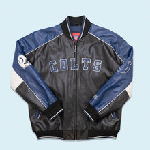 Lade das Bild in den Galerie-Viewer, NFL Jacke &quot;Indianapolis Colts&quot; Kunstleder, schwarz/blau, L/XL
