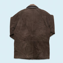 Lade das Bild in den Galerie-Viewer, Bugatti Jacke/Mantel "Nubukleder" 90er mit Schulterpolstern, grau/schwarz, XL
