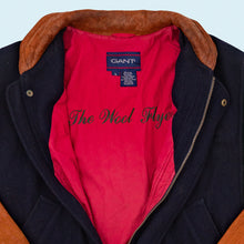 Lade das Bild in den Galerie-Viewer, Gant Jacke "wool &amp; leather" 90er/00er, blau/grün/braun, L breit
