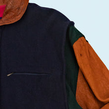 Lade das Bild in den Galerie-Viewer, Gant Jacke "wool &amp; leather" 90er/00er, blau/grün/braun, L breit

