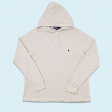 Lade das Bild in den Galerie-Viewer, Polo Ralph Lauren Hoodie dünn "waffle" 90er/00er, grau/beige, XL
