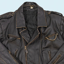 Lade das Bild in den Galerie-Viewer, Lederjacke "echtes Leder" 80er/90er mit Schulterpolstern, schwarz, L/XL
