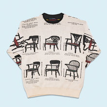 Lade das Bild in den Galerie-Viewer, Carlo Colucci Strickpullover "Saloon Furniture" 80er Made in West Germany, beige, L/XL
