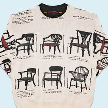 Lade das Bild in den Galerie-Viewer, Carlo Colucci Strickpullover "Saloon Furniture" 80er Made in West Germany, beige, L/XL
