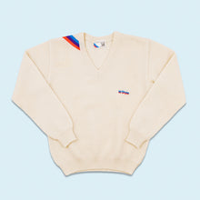 Lade das Bild in den Galerie-Viewer, BMW by Pepino V-Neck Strickpullover "M-Style" 80er Made in West Germany, beige/weiß, XS
