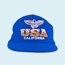 Lade das Bild in den Galerie-Viewer, Mütze "USA California" 80er, blau, Einheitsgröße
