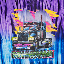 Lade das Bild in den Galerie-Viewer, Cal Cru T-Shirt "Diesel Truckin Nationals by Dirt Shirts" 1997 Deadstock made in the USA single stitch, blau/lila batik, XL
