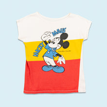 Lade das Bild in den Galerie-Viewer, T-Shirt "Micky Maus Baby Tee" 80er, weiß/gelb/rot, XS Damen
