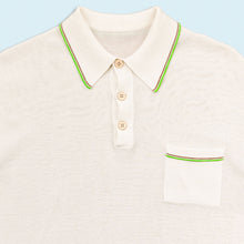 Lade das Bild in den Galerie-Viewer, Poloshirt 60er/70er, beige/grau, S breit
