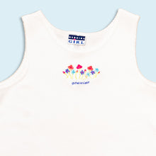Lade das Bild in den Galerie-Viewer, Genuine Girl Tanktop "embroidered Flowers" 90er Made in the USA, weiß, XS/S Damen
