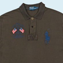 Lade das Bild in den Galerie-Viewer, Polo Ralph Lauren Poloshirt "United States of America" 90er/00er, schwarz/braun, L/XL
