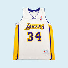 Lade das Bild in den Galerie-Viewer, Champion Trikot "LA Lakers Shaquille O'Neal" 00er Made in Italy, weiß/gelb, M
