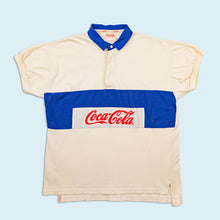 Lade das Bild in den Galerie-Viewer, Coca-Cola Poloshirt "Logo" 90er Made in Macau, beige/blau, L
