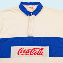 Lade das Bild in den Galerie-Viewer, Coca-Cola Poloshirt "Logo" 90er Made in Macau, beige/blau, L
