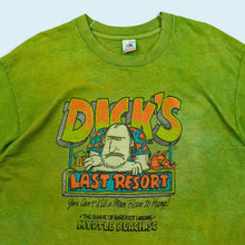 Lade das Bild in den Galerie-Viewer, Fruit of the Loom T-Shirt "Dicks last resort cropped" 90er Made in the USA single stitch, grün eingefärbt, L/XL breit
