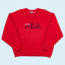 Lade das Bild in den Galerie-Viewer, Fila Sweatshirt "Logo" 90er Made in Canada, rot, XL breit

