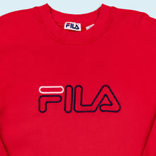 Lade das Bild in den Galerie-Viewer, Fila Sweatshirt "Logo" 90er Made in Canada, rot, XL breit
