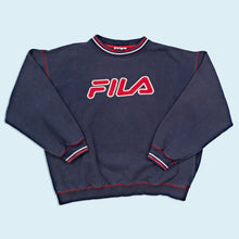 Lade das Bild in den Galerie-Viewer, Fila Sweatshirt "Logo" 90er, blau, L/XL breit
