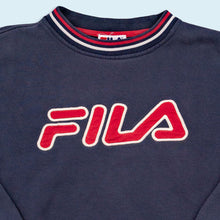 Lade das Bild in den Galerie-Viewer, Fila Sweatshirt "Logo" 90er, blau, L/XL breit
