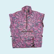 Lade das Bild in den Galerie-Viewer, Cerrosolo Quarter Zip Jacke/ Weste dünn "crazy Pattern" 90er, lila/grau, XL
