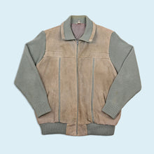 Lade das Bild in den Galerie-Viewer, Jacke "Strick + Wildleder" 80er, grau, L
