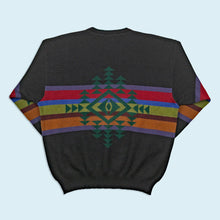 Lade das Bild in den Galerie-Viewer, Jockey Strickpullover "crazy pattern" 90er, schwarz, L/XL
