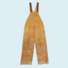 Lade das Bild in den Galerie-Viewer, Carhartt Latzhose - double knee carpenter gefüttert - 90er Made in the USA, braun, 34/28
