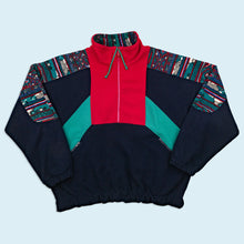 Lade das Bild in den Galerie-Viewer, Marcel Clair Quarter Zip Fleece 90er, blau/rot, XL breit
