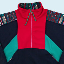 Lade das Bild in den Galerie-Viewer, Marcel Clair Quarter Zip Fleece 90er, blau/rot, XL breit
