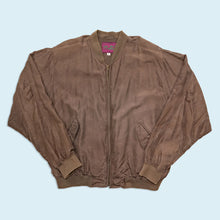 Lade das Bild in den Galerie-Viewer, Gino Di Roma Jacke mit Schulterpolstern dünn - 100% Seide - 90er, grau/braun, XL
