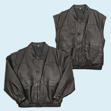 Lade das Bild in den Galerie-Viewer, Lederjacke/ -weste - echtes Leder - 90er, schwarz, L/XL breit
