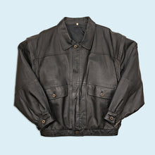 Lade das Bild in den Galerie-Viewer, Lederjacke/ -weste - echtes Leder - 90er, schwarz, L/XL breit
