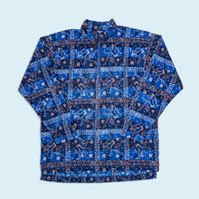 Lade das Bild in den Galerie-Viewer, Jack Wolfskin Quarter Zip Fleece dünn - Teclite crazy Pattern - 90er Made in Italy, blau, XL
