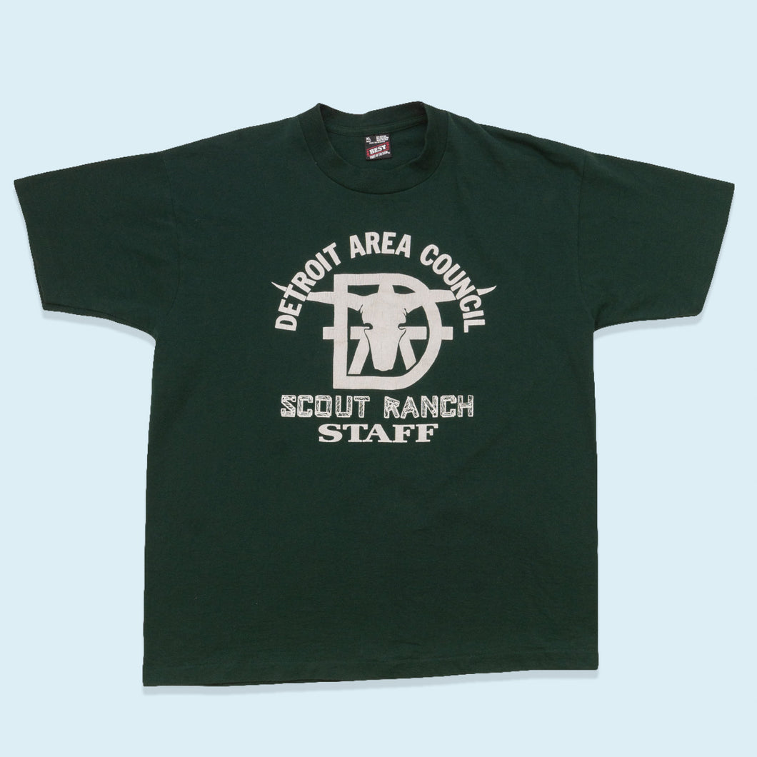 Best T-Shirt Detroit Area Council Scout Ranch Staff Single Stitch 90er Made in the USA, grün, L/XL
